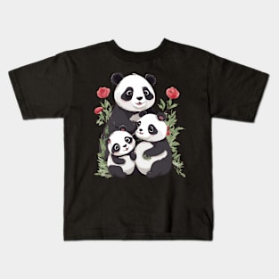 Panda Mum & Cubs Kids T-Shirt